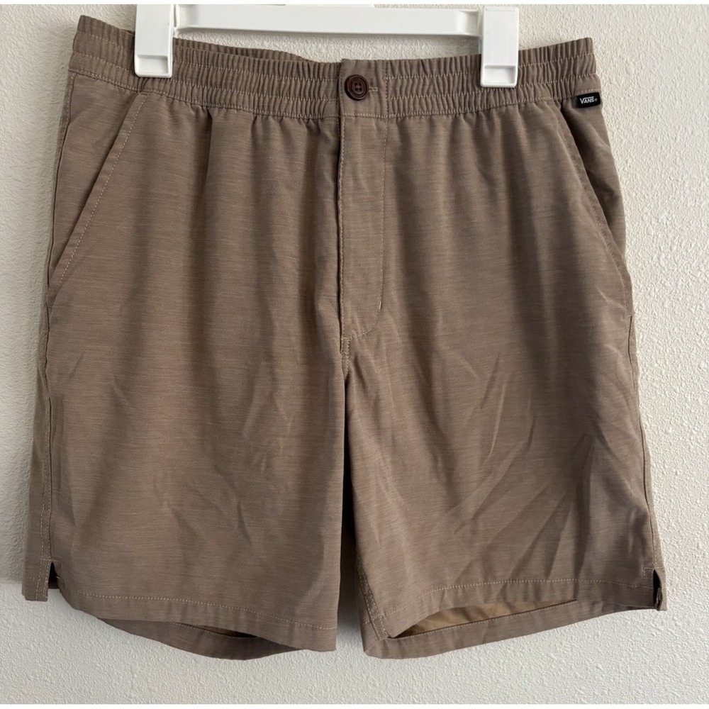 Vans Men's 36 Brown Khaki Elastic Waist Chino Shorts Casual Skate